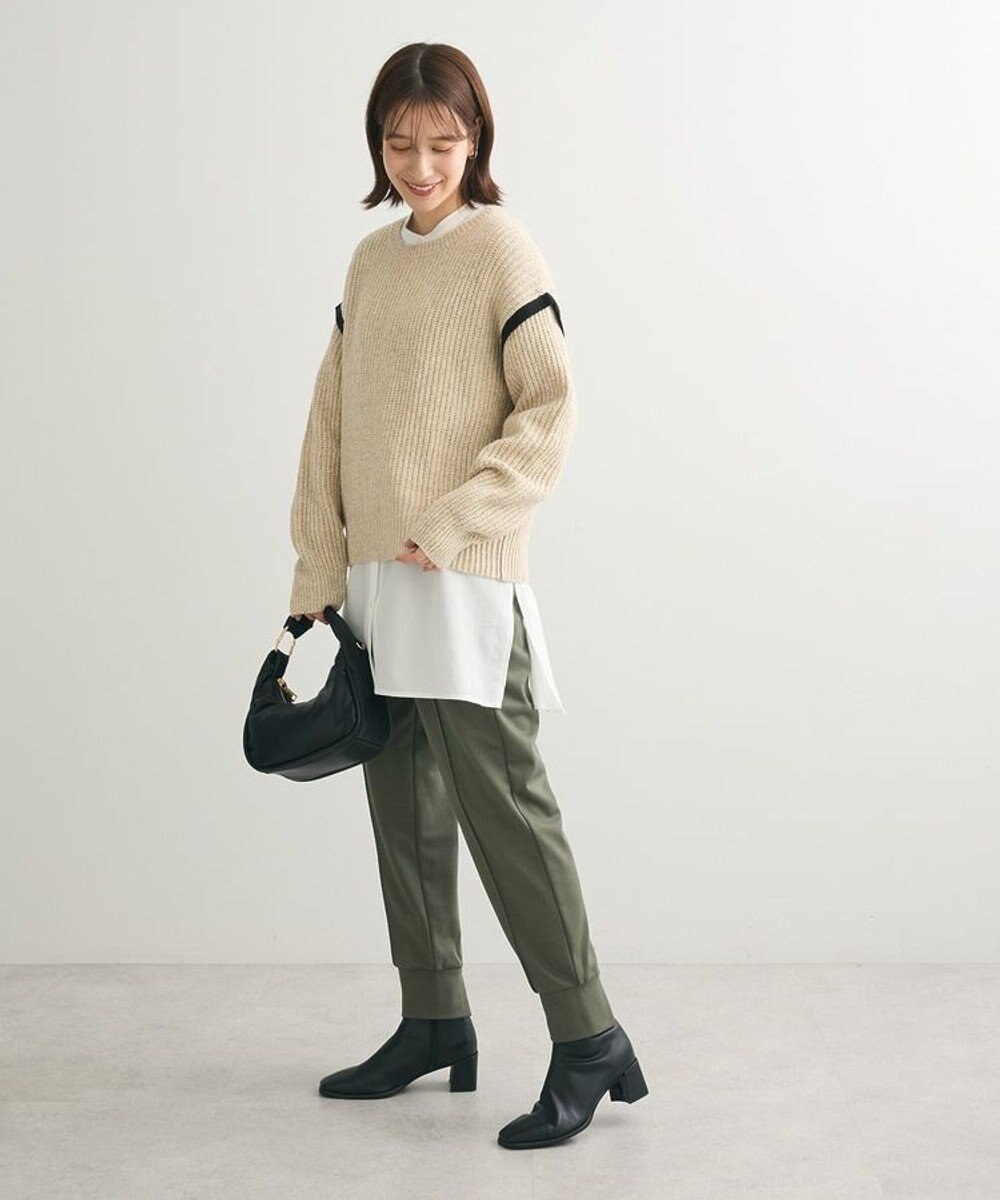 Green Parks Ｍｉｘ配色畦ニットプルオーバー 