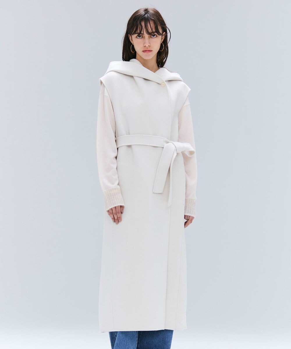 BEIGE， LEMOORE / ウールリバーフード付きロングジレ 