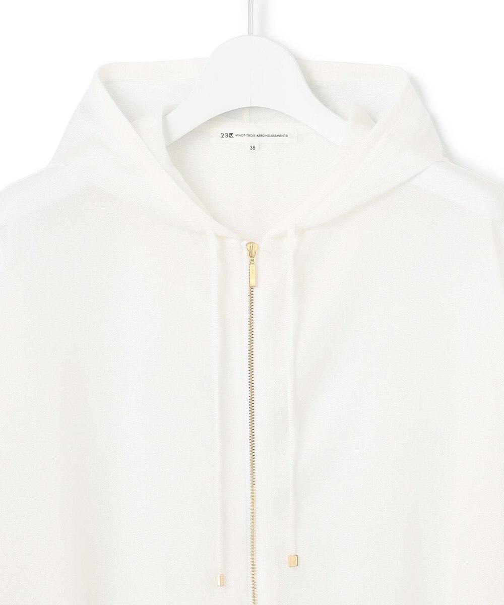 23区 【洗える】シャイニーシアー ニット パーカー 