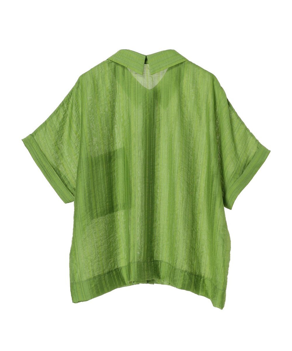 Green Parks シアーストライプショート丈シャツ 