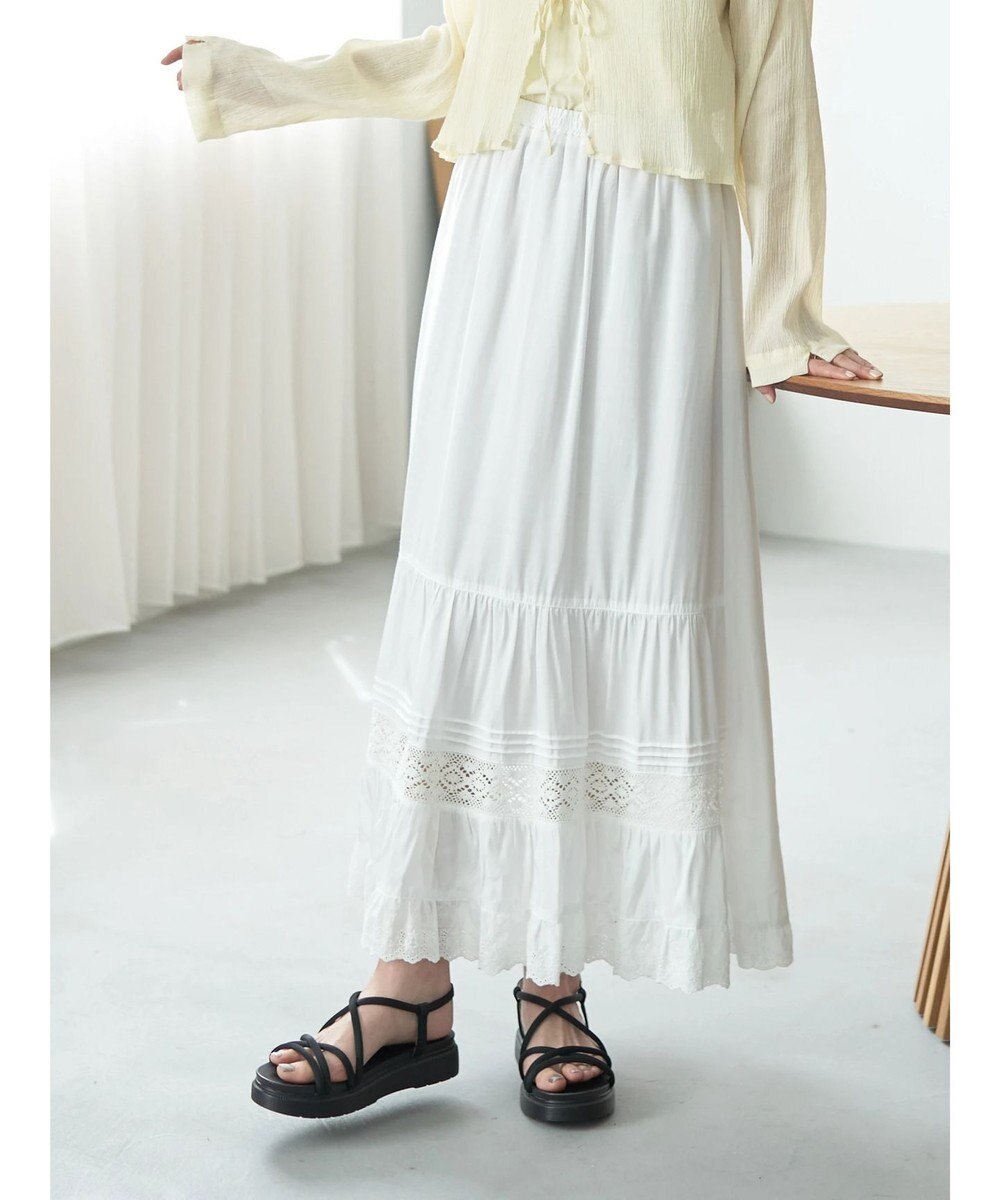 earth music&ecology レースティアードスカート 