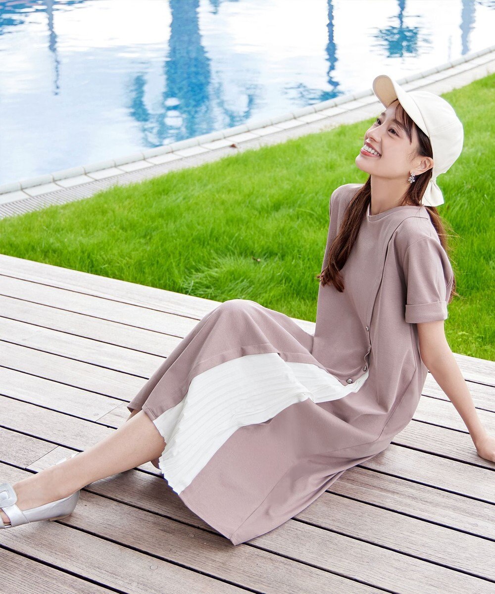 Tiaclasse 【UVケア・接触冷感】”あまラク” アシメプリーツカットソーワンピース 