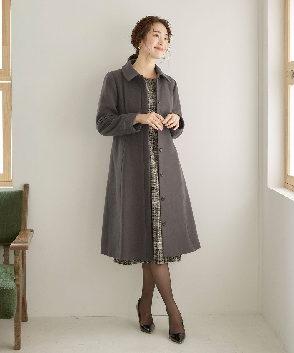 Tiaclasse L 【ウール90％】ステンカラープリンセスウールコート 