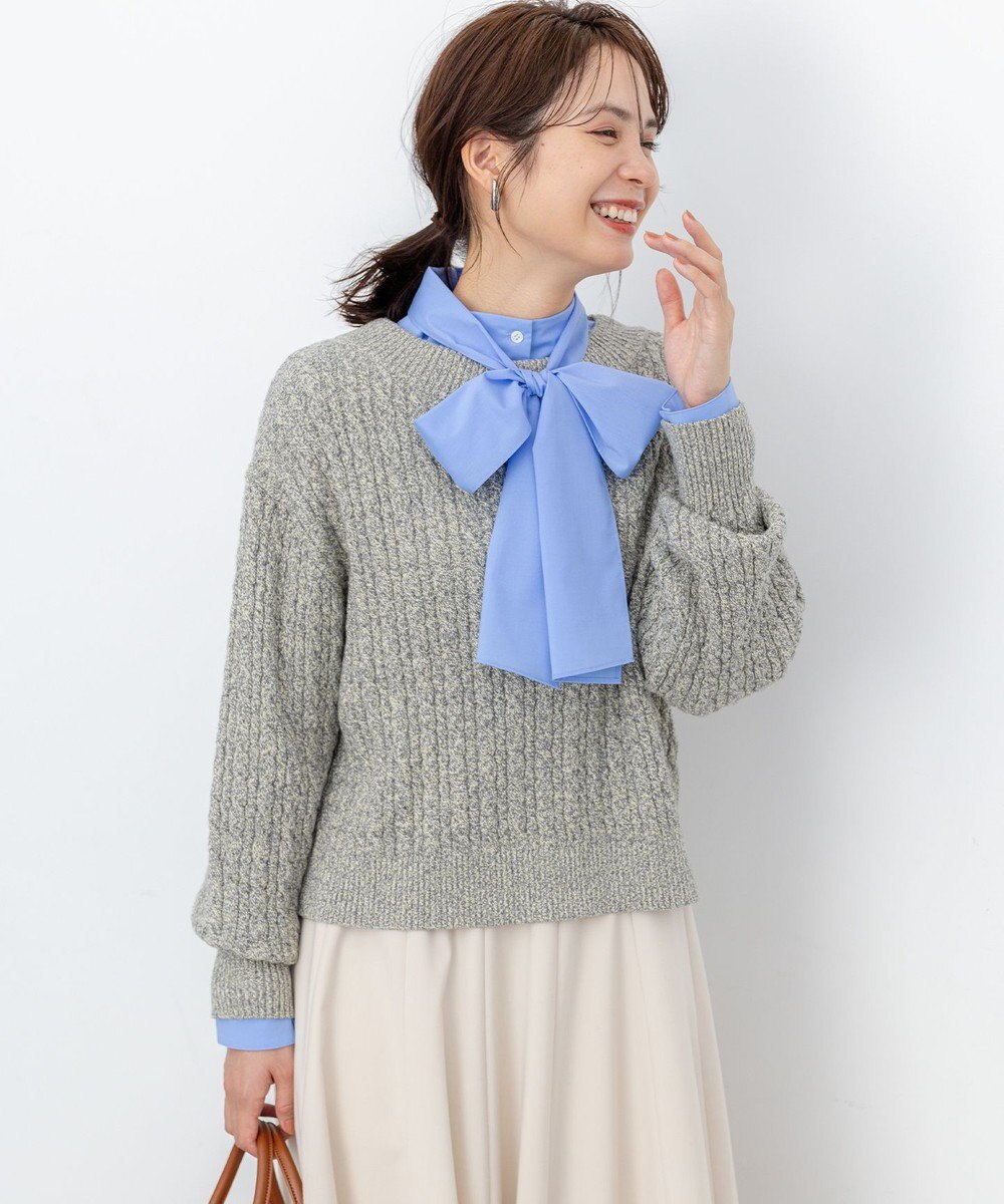 組曲 S 【加藤ローサさん着用】コットンカシミヤMIX ケーブル ニット 