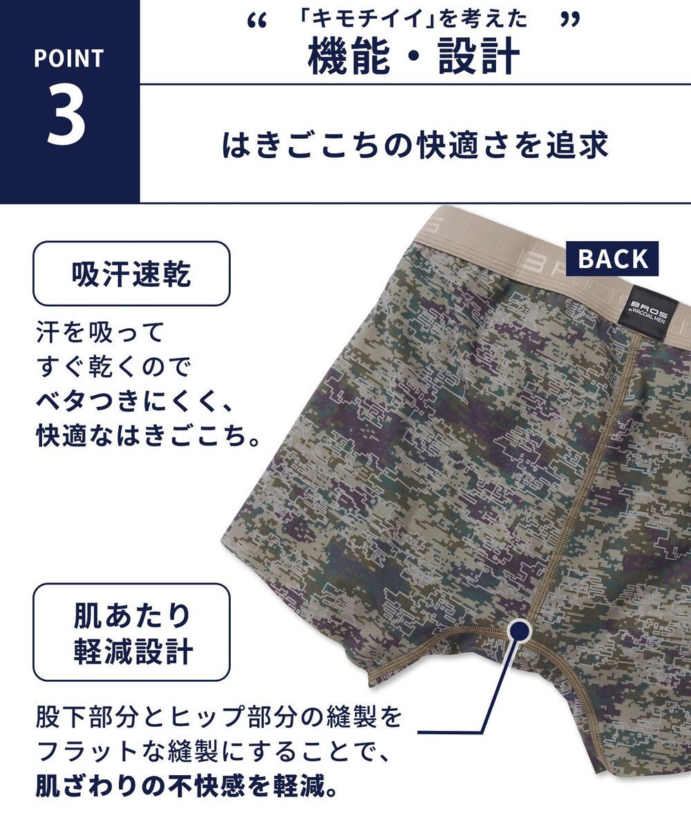 WACOAL MEN 【キモチイイパンツ】 ボクサーパンツ 動きにフィット フロント快適グラマラス 吸汗速乾 上質なフィット感 肌あたり軽減設計 前閉じ 下着 メンズ GT3371 /ブロス バイ ワコールメン 