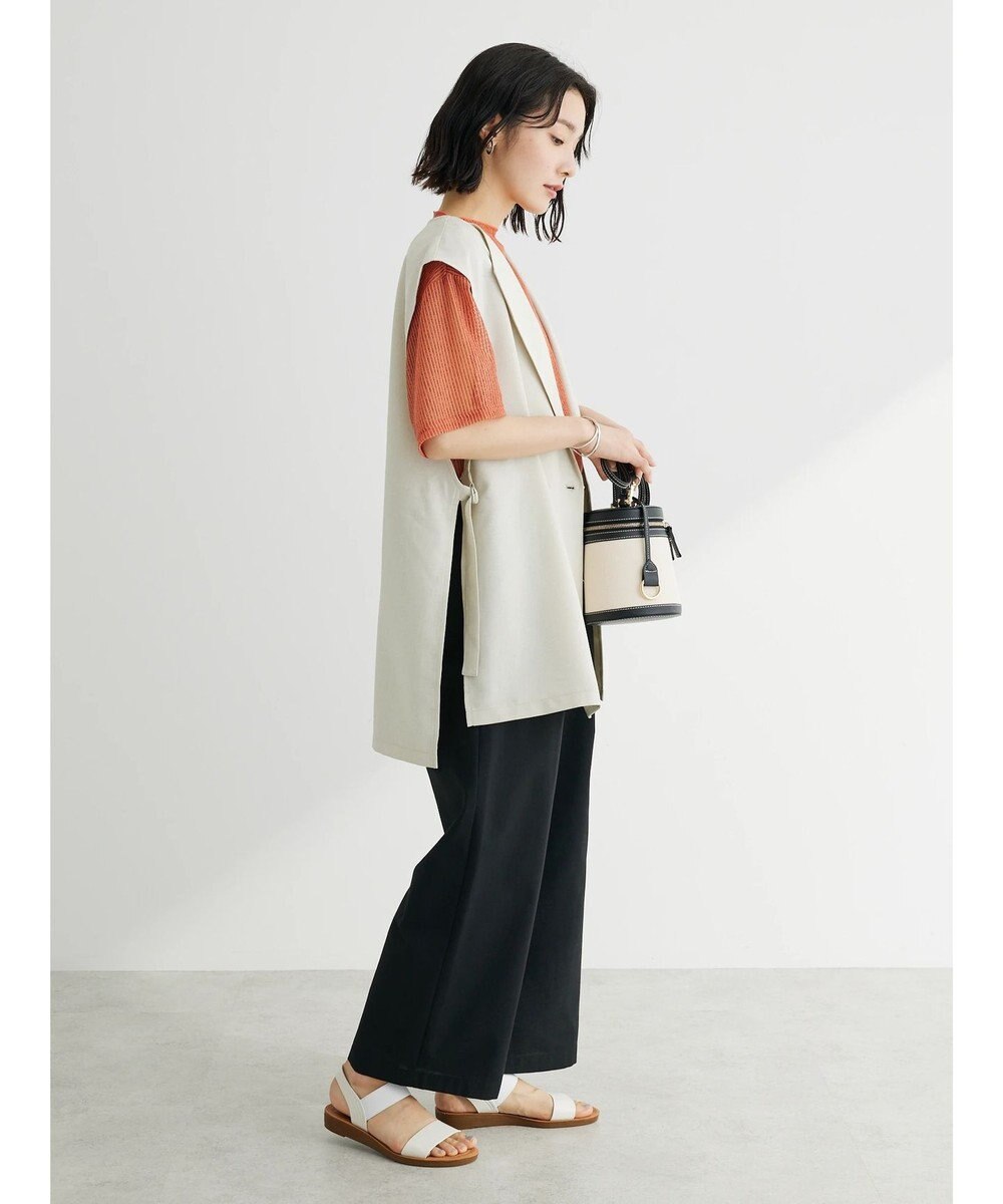 Green Parks 綿麻混タックストレートワイドパンツ 