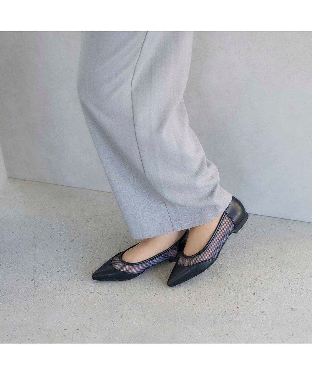 MODE ET JACOMO <carino>【レイン対応】メッシュポインテッドトゥパンプス 