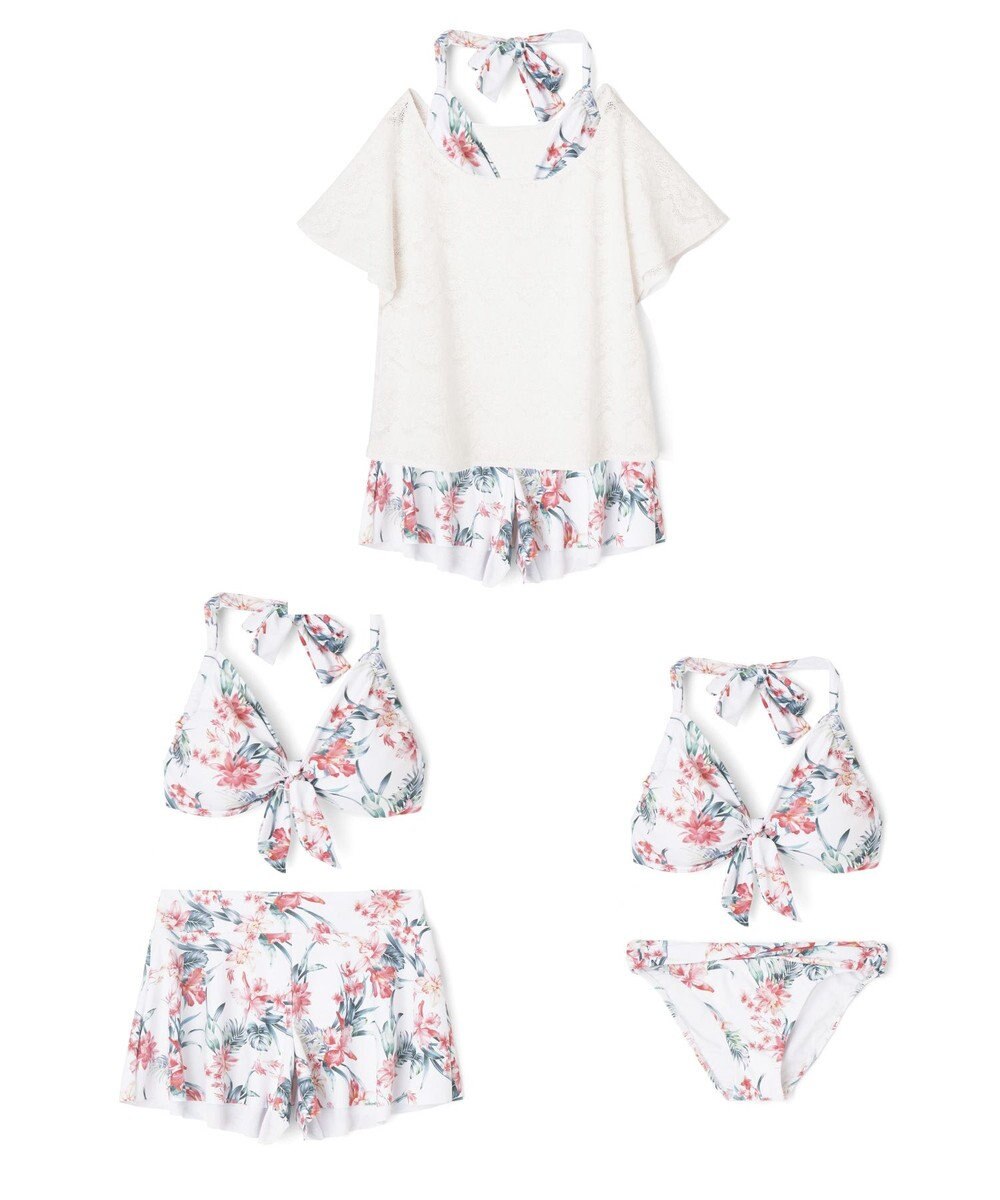 San-ai Resort（三愛水着楽園） 【新色ホワイト＆パープル入荷】４点セット水着　9M・11L【San-ai Resort（サンアイリゾート）】 