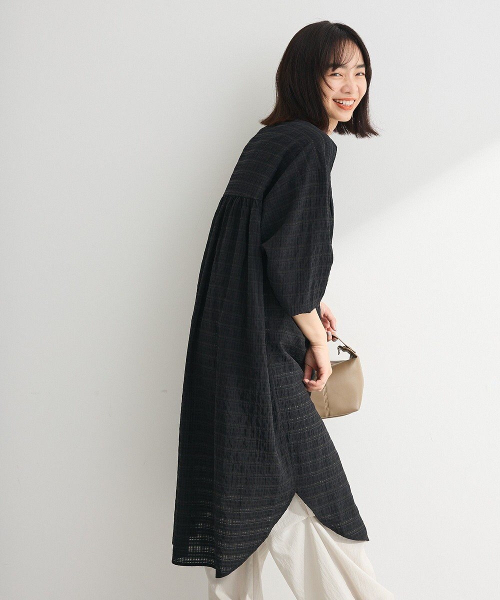 Green Parks シアーチェックシャツワンピース 