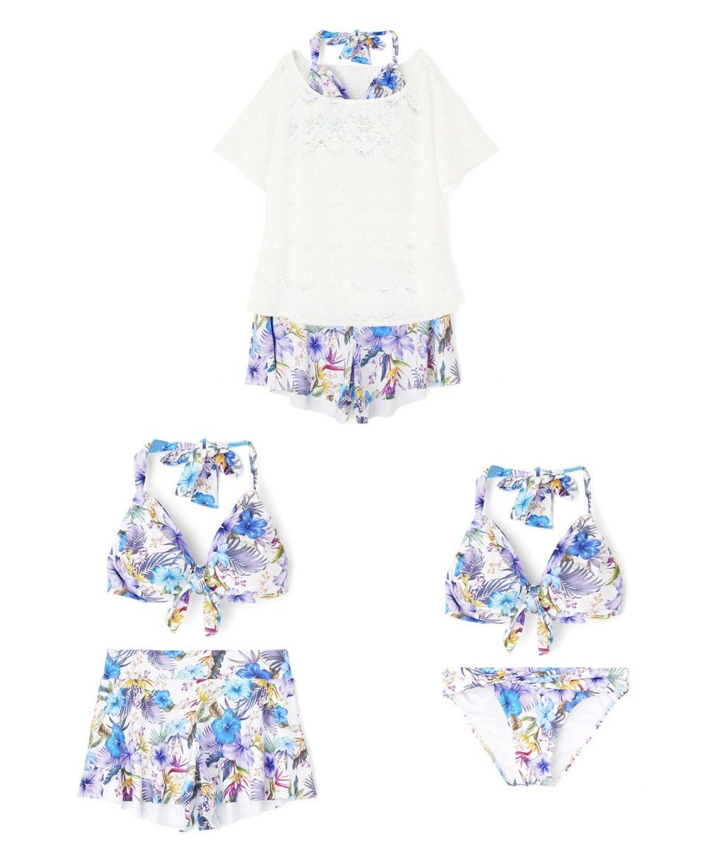 San-ai Resort（三愛水着楽園） 【新色ホワイト＆パープル入荷】４点セット水着　9M・11L【San-ai Resort（サンアイリゾート）】 