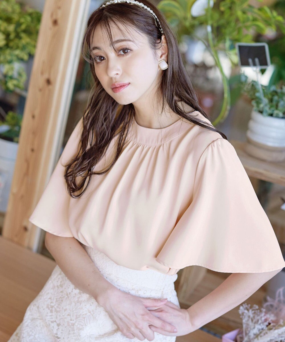 Tiaclasse 【洗える】5分丈フレアスリーブブラウス 