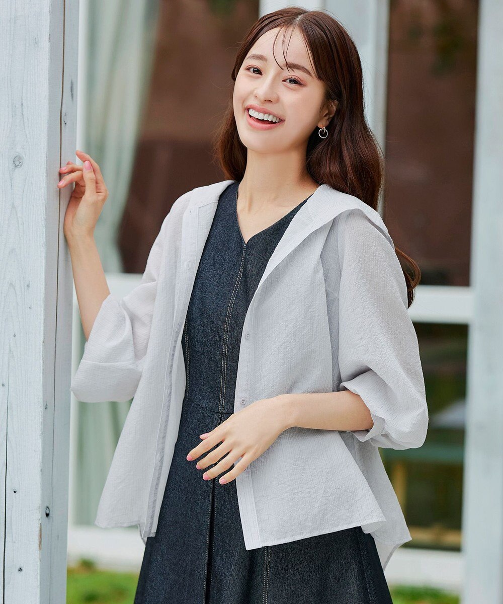 Tiaclasse L 【洗える】シアーパーカーカーディガン 