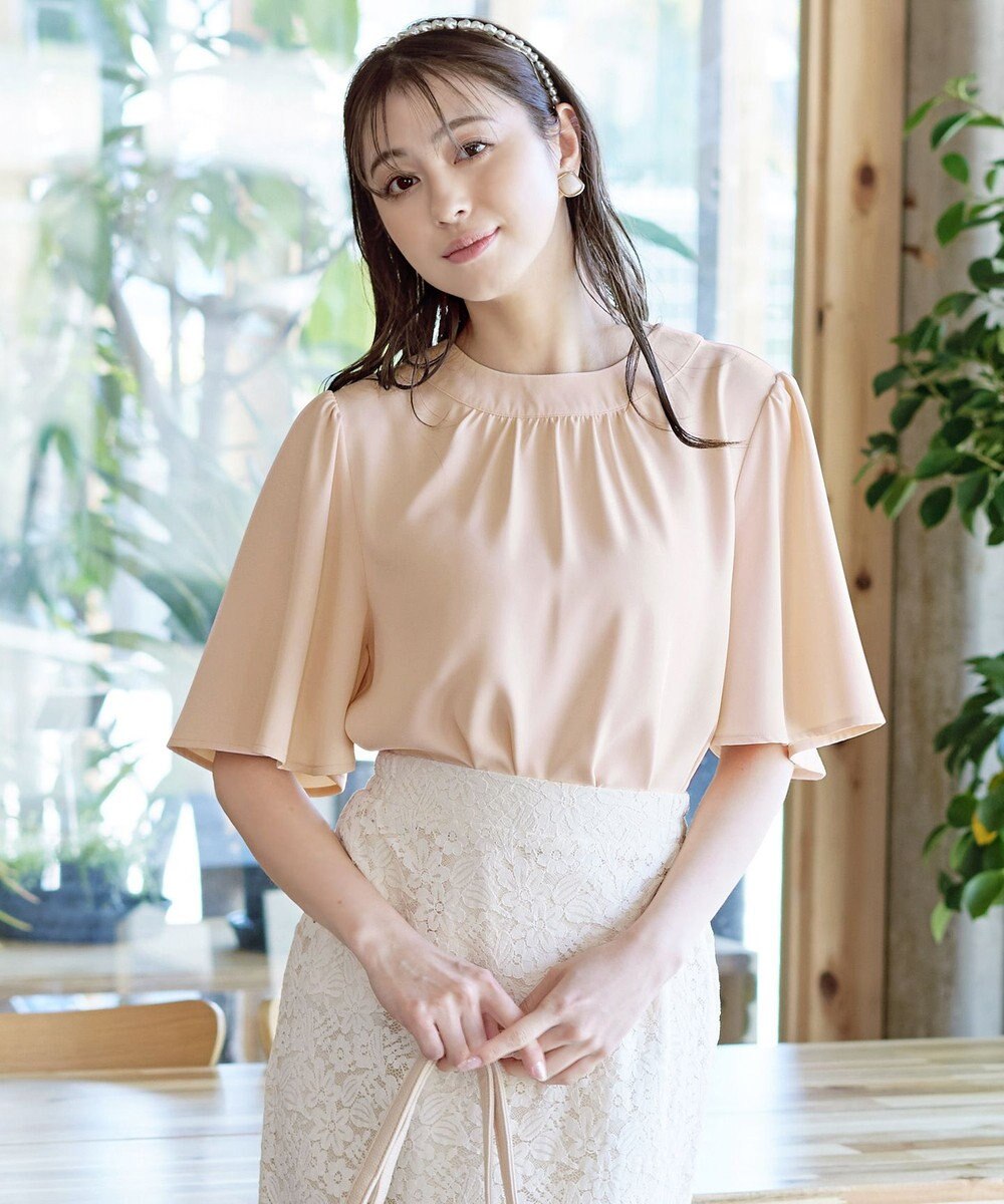 Tiaclasse 【洗える】5分丈フレアスリーブブラウス 