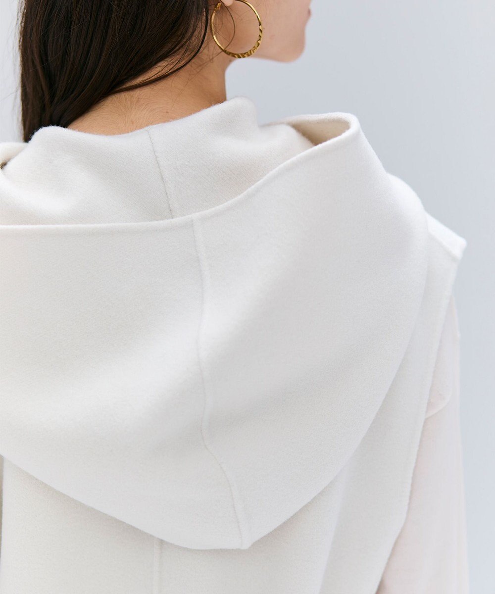 BEIGE， LEMOORE / ウールリバーフード付きロングジレ 