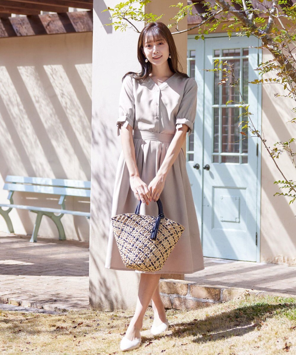 Tiaclasse 【選べる丈】麻調タックフレアスカート 