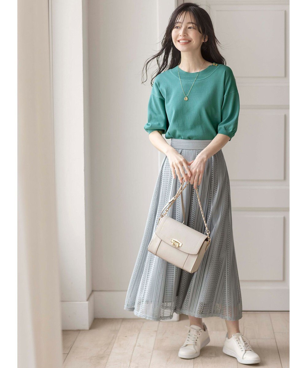 ANY SIS 【洗える】ストライプメッシュレース スカート 