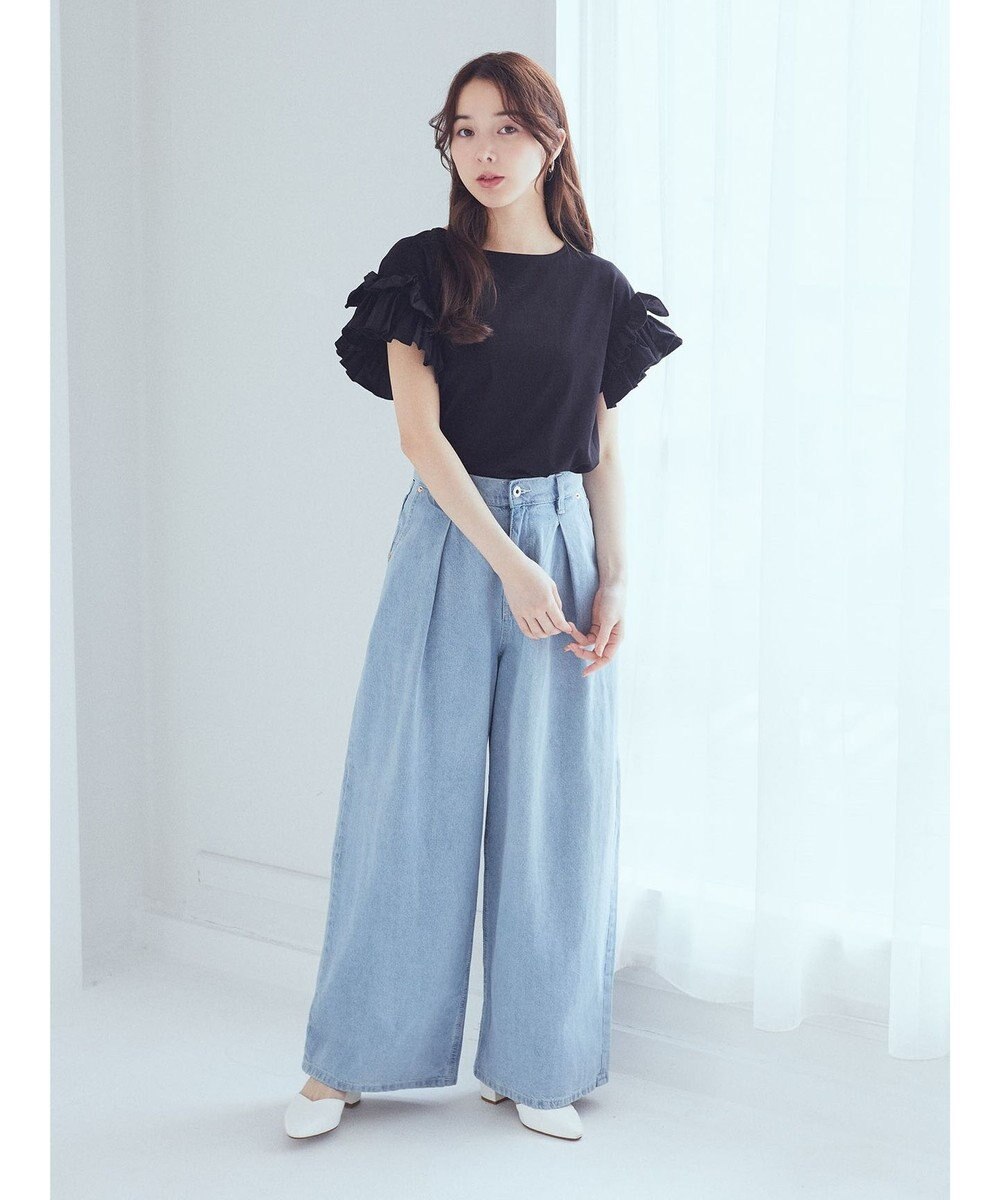 earth music&ecology フリルスリーブカットソー 