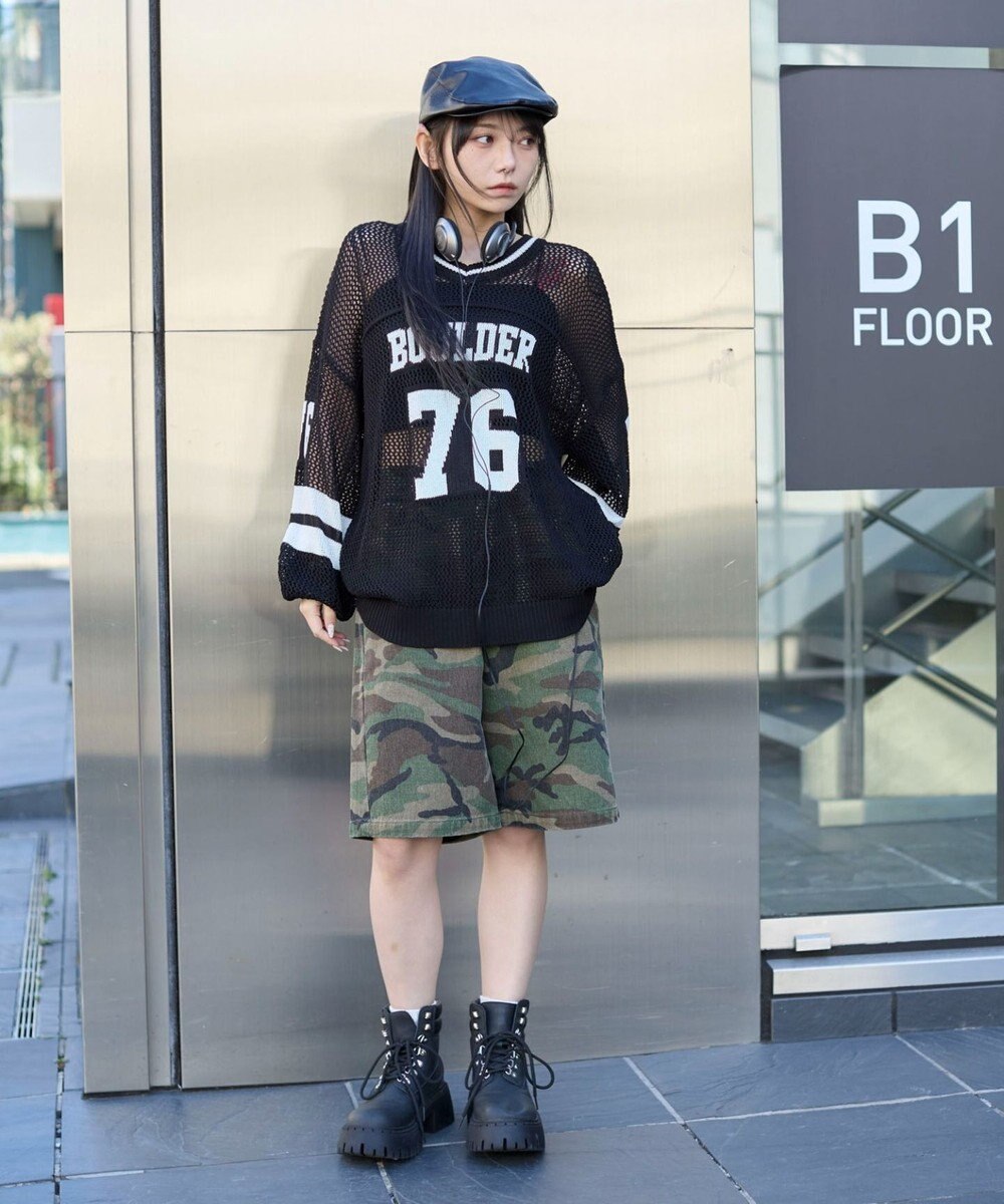 WEGO ナンバリングメッシュニットプルオーバー 