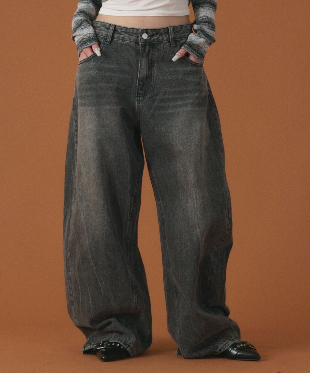 WEGO ラインストーンbackロゴデニム 