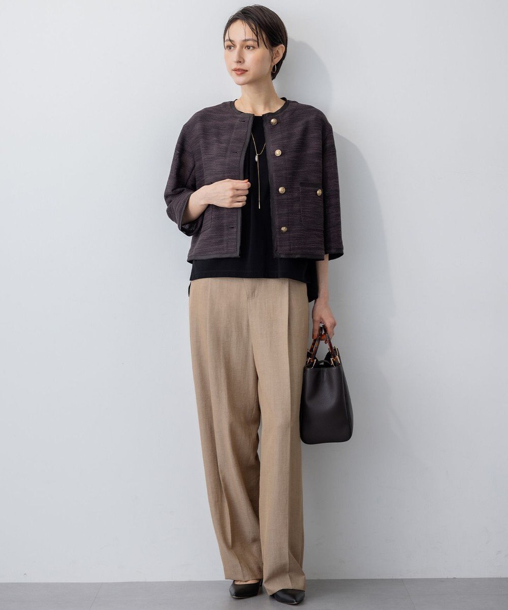 23区 【GOLD LABEL】ナチュラルシャンブレー タックパンツ 