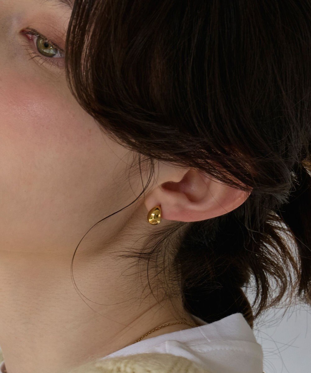 Phoebe 【金属アレルギー対応】プックリハーフフープミニピアス　ゴールド/サージカルステンレス 
