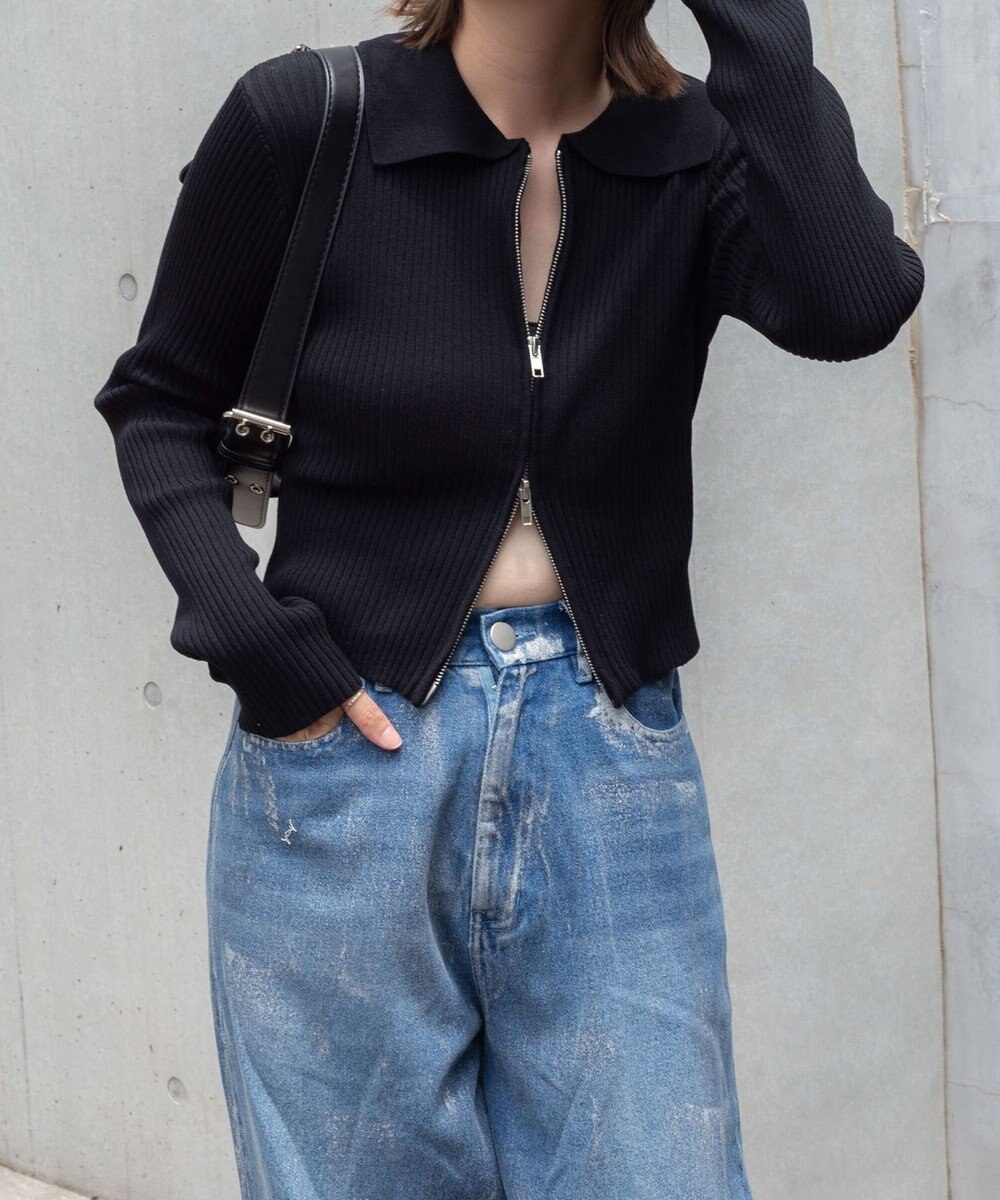 WEGO Wジップコンパクトニットカーデ 