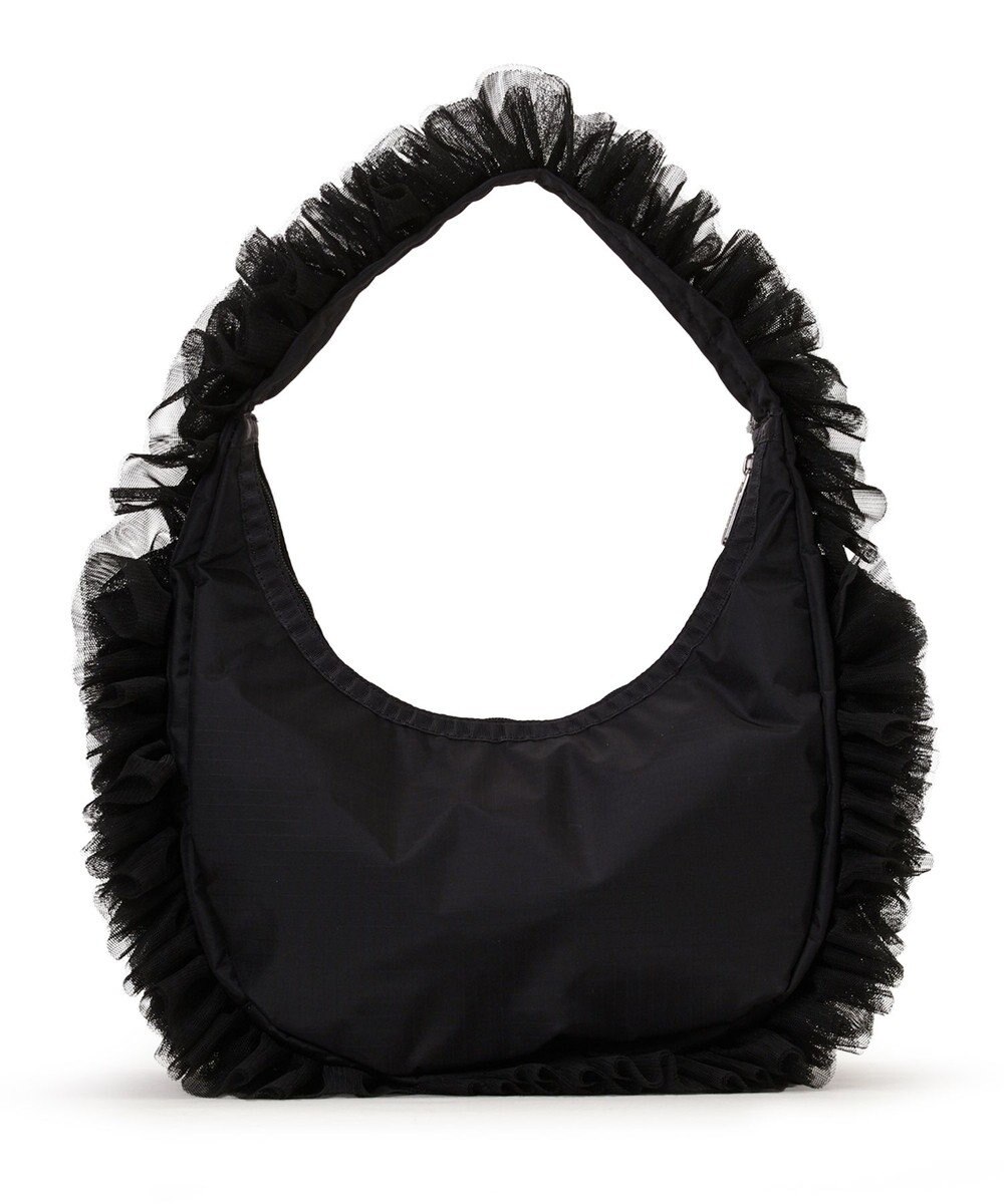 LeSportsac RUFFLE ZIP HOBO/ブラックレースラッフル 