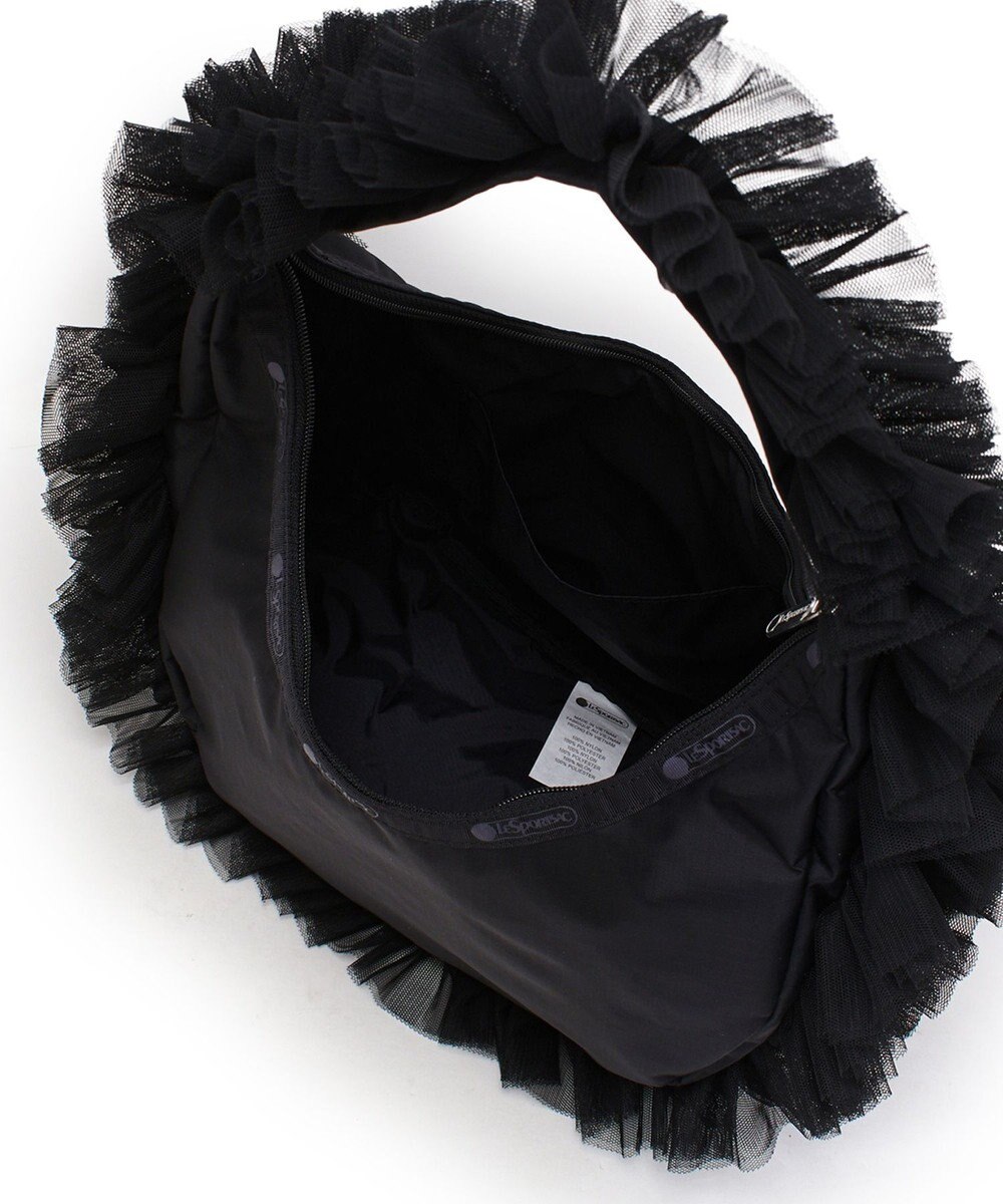 LeSportsac RUFFLE ZIP HOBO/ブラックレースラッフル 