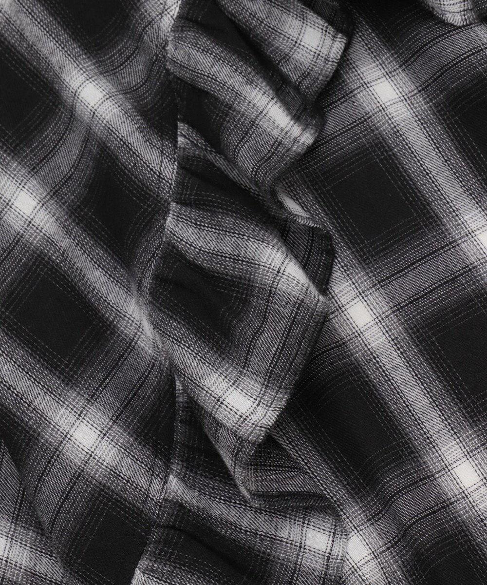 WEGO チェックアシンメトリーフリルロングスカート 