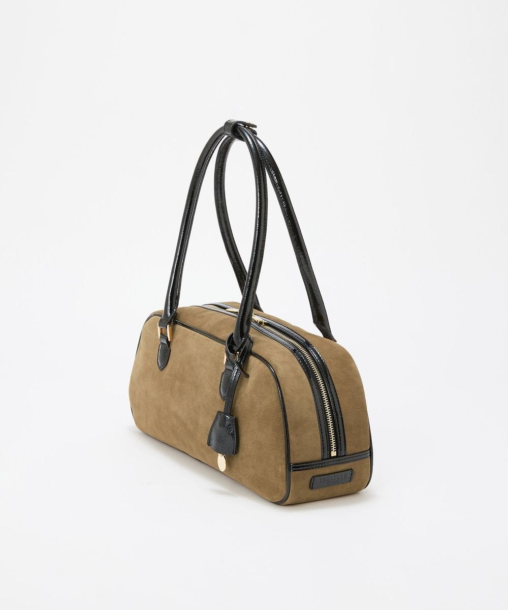 TOPKAPI 【TREASURE TOPKAPI】スエード エナメルコンビ ワイド ボストンバッグ チャーム付き 