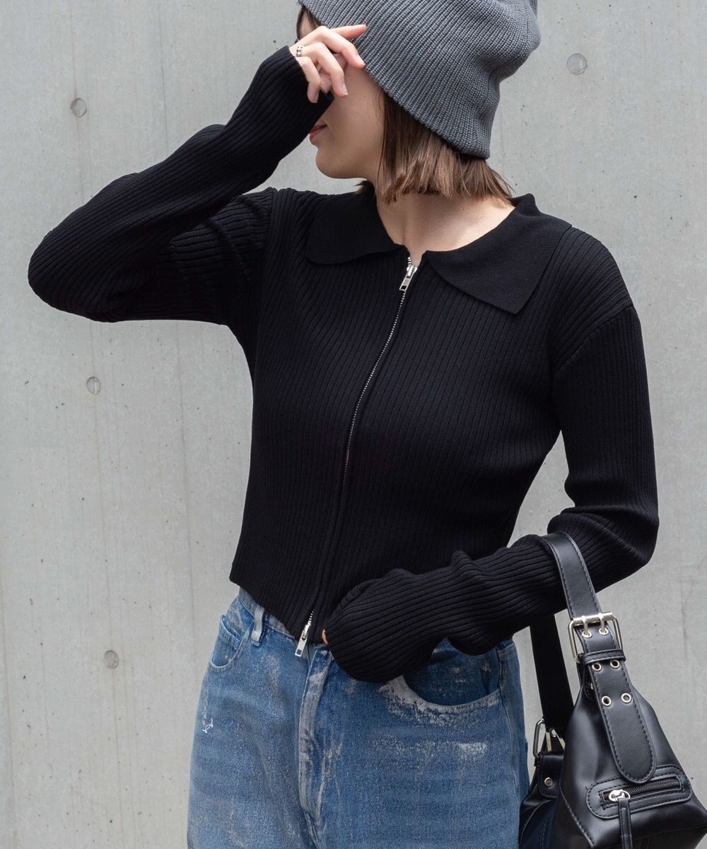 WEGO Wジップコンパクトニットカーデ 