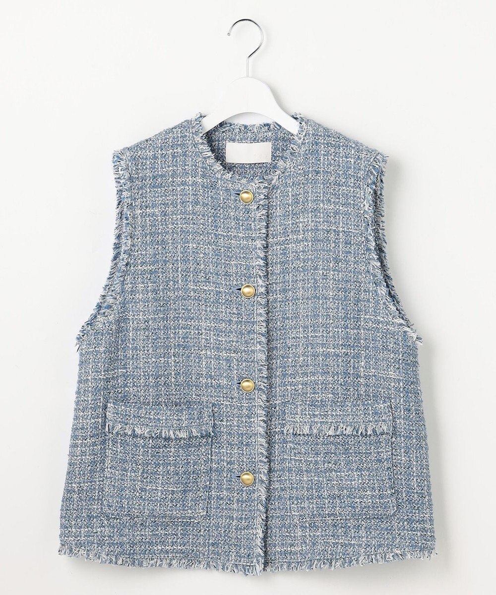 自由区 ファンシーノットツイード ジレ 