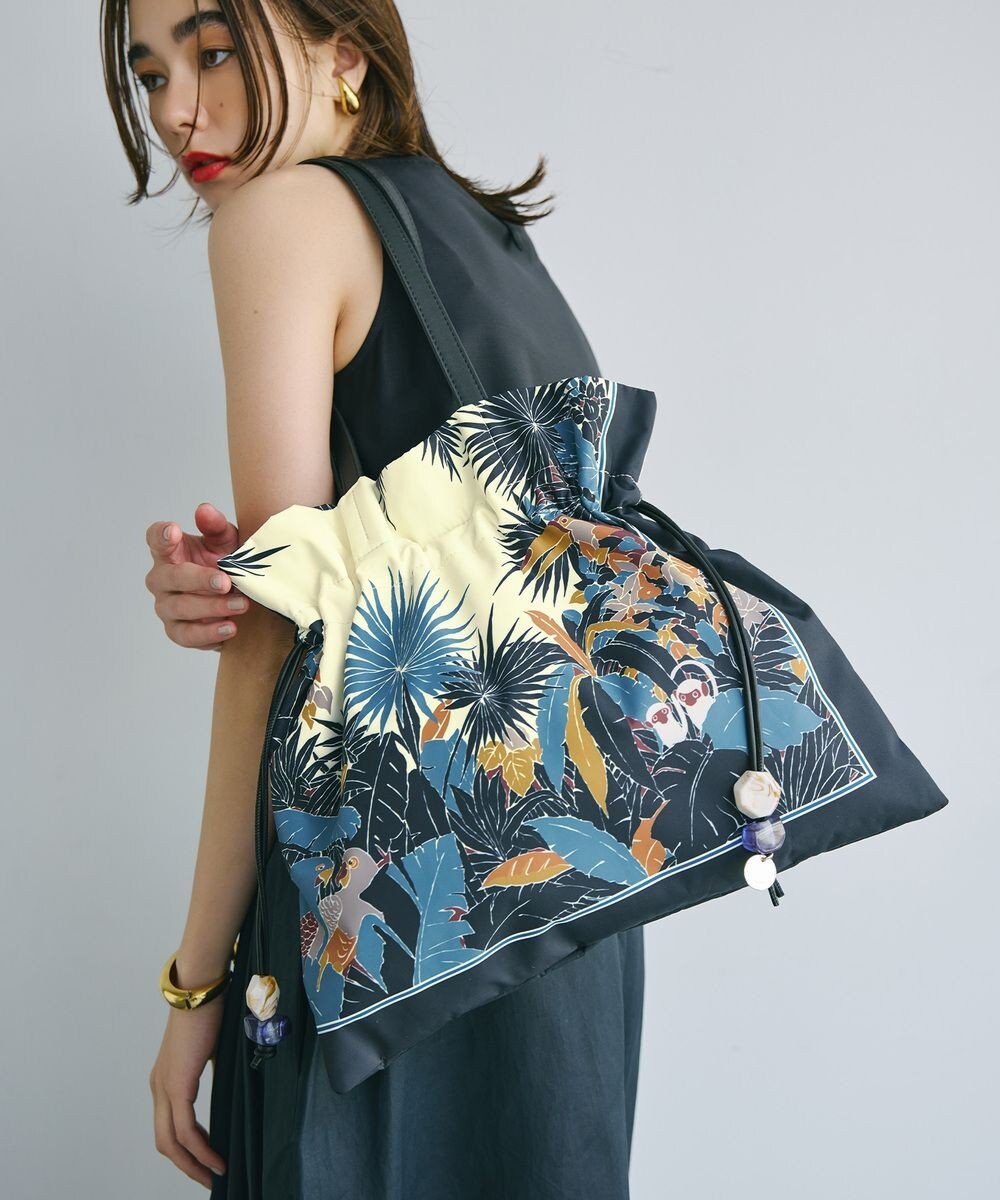 TOPKAPI 【TREASURE TOPKAPI】マイルドサテン スカーフ柄 巾着 トート バッグ 