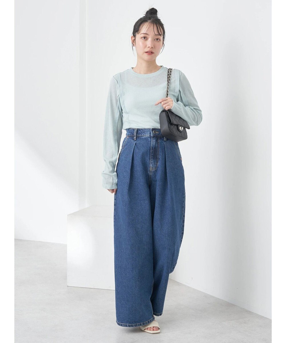 earth music&ecology タックワイドデニムパンツ 