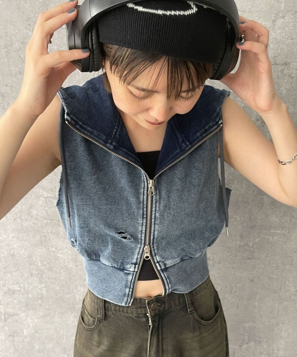 WEGO ヴィンテージウォッシュWジップN／Sパーカー 