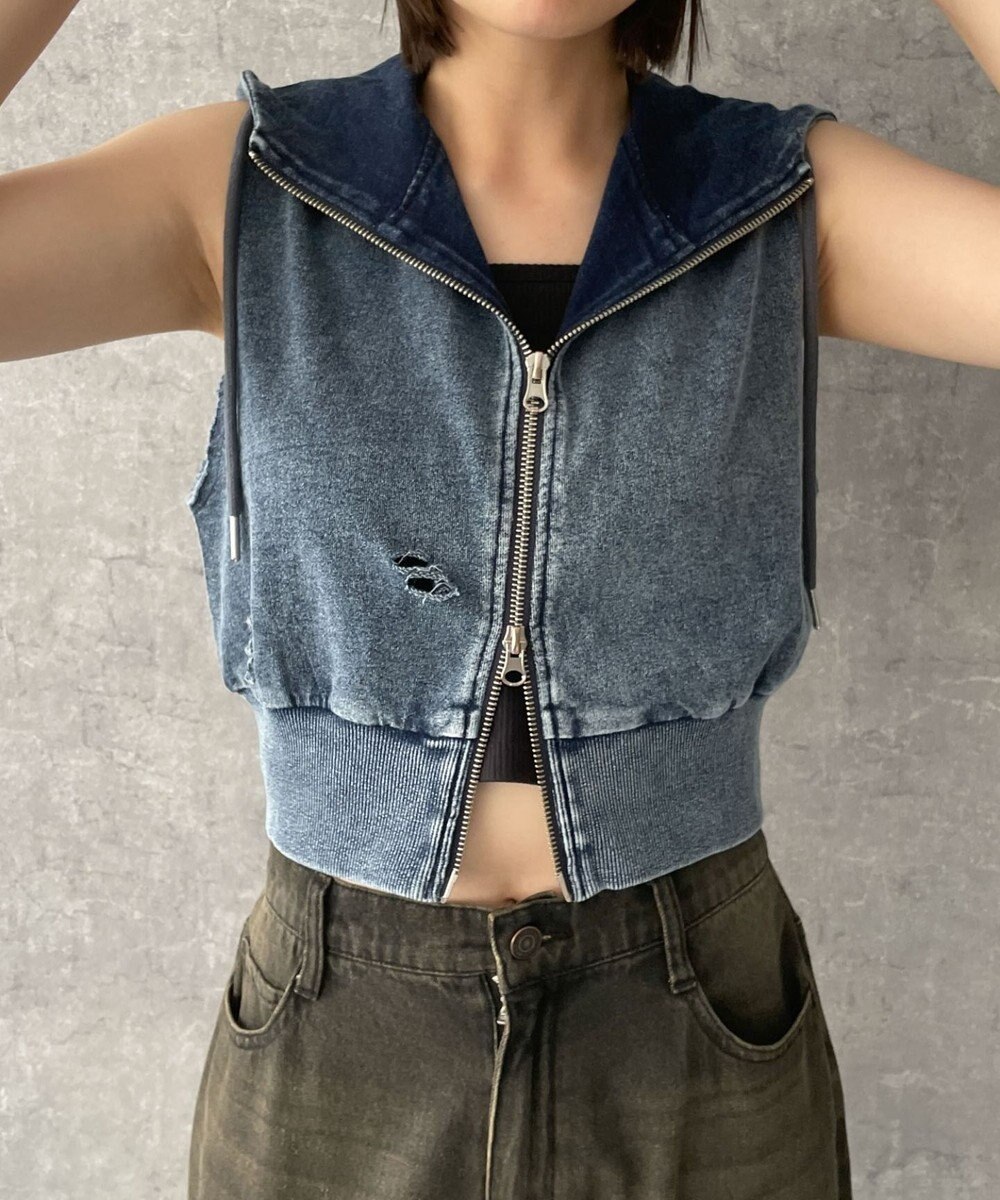 WEGO ヴィンテージウォッシュWジップN／Sパーカー 