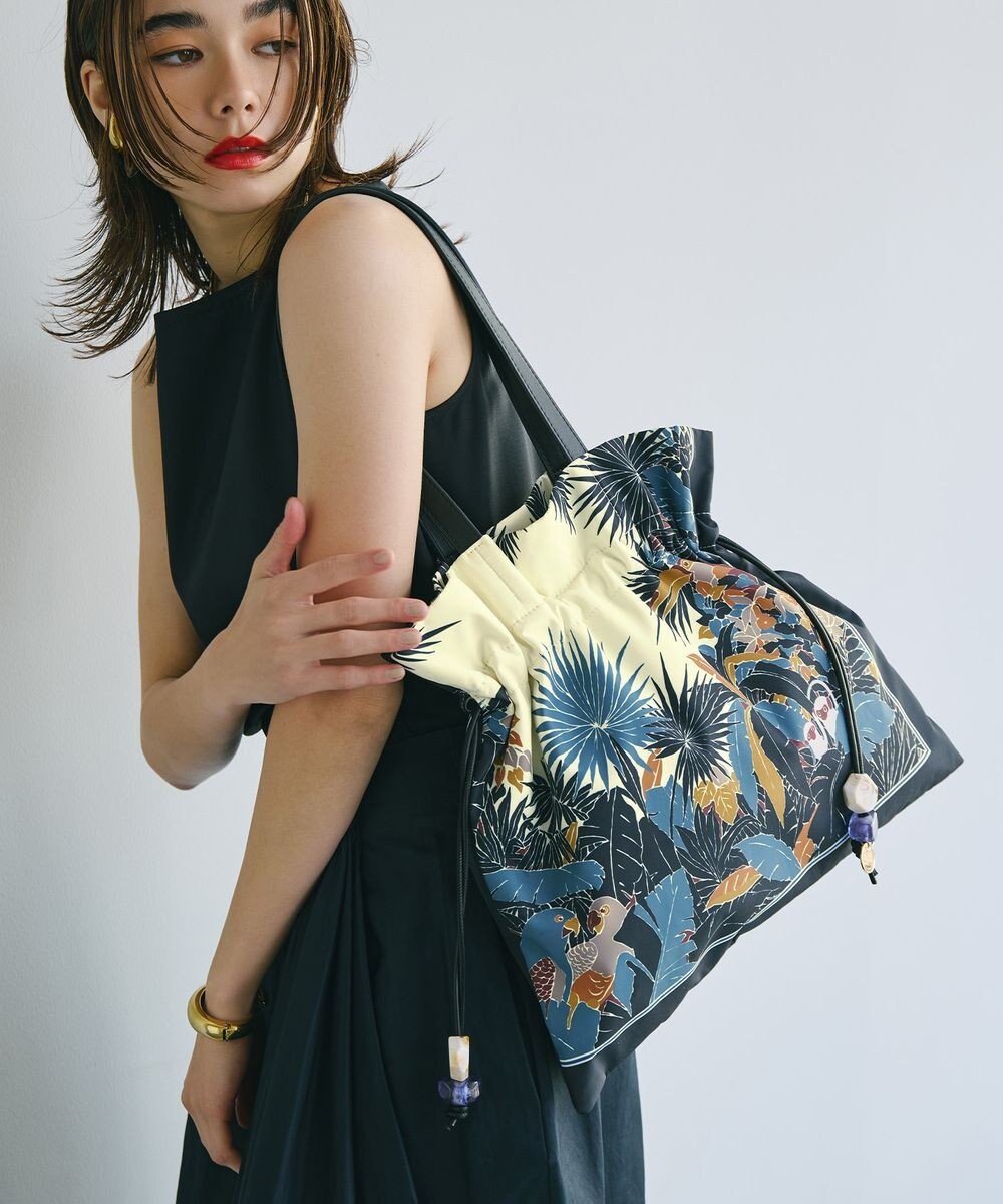 TOPKAPI 【TREASURE TOPKAPI】マイルドサテン スカーフ柄 巾着 トート バッグ 