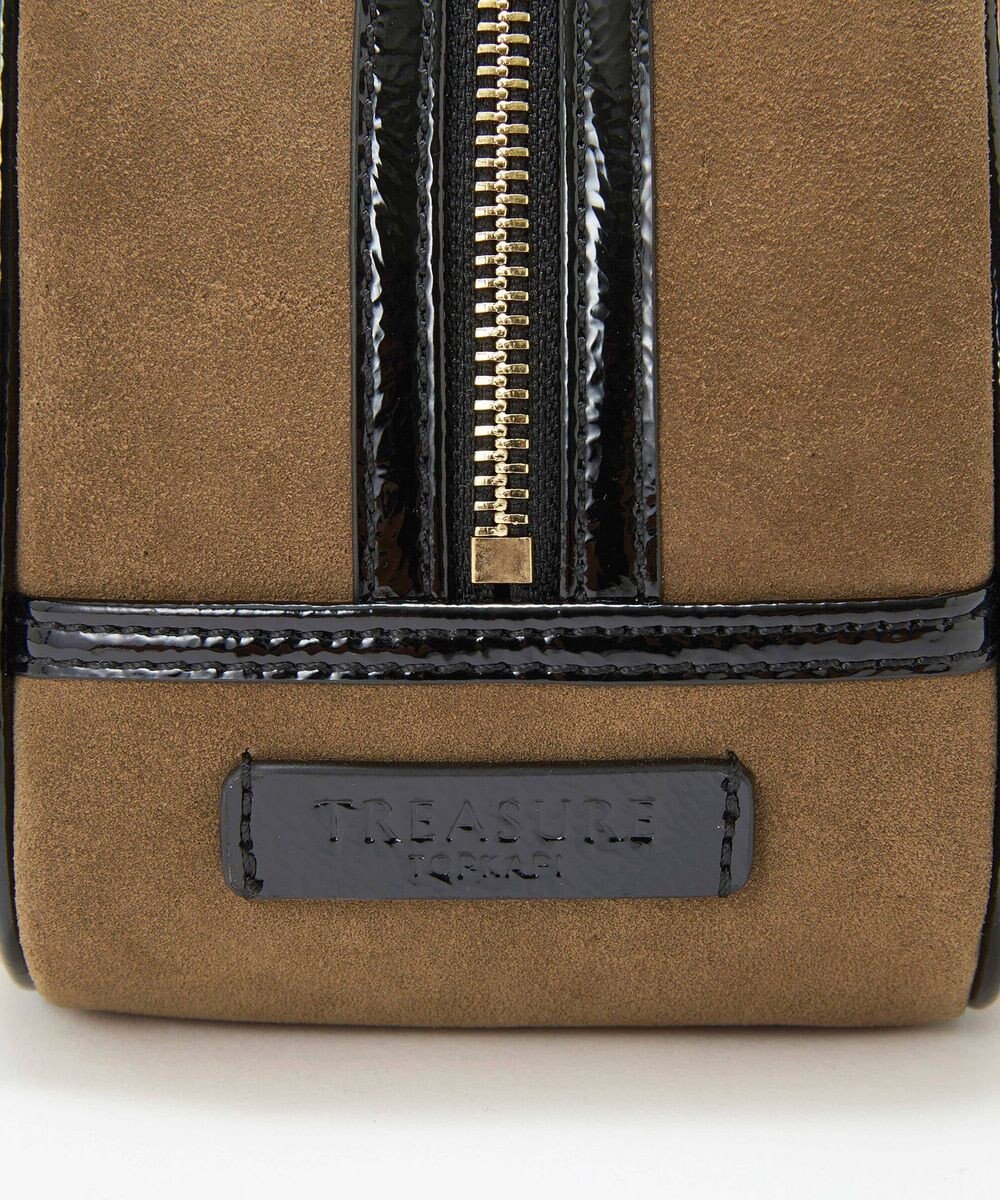 TOPKAPI 【TREASURE TOPKAPI】スエード エナメルコンビ ワイド ボストンバッグ チャーム付き 