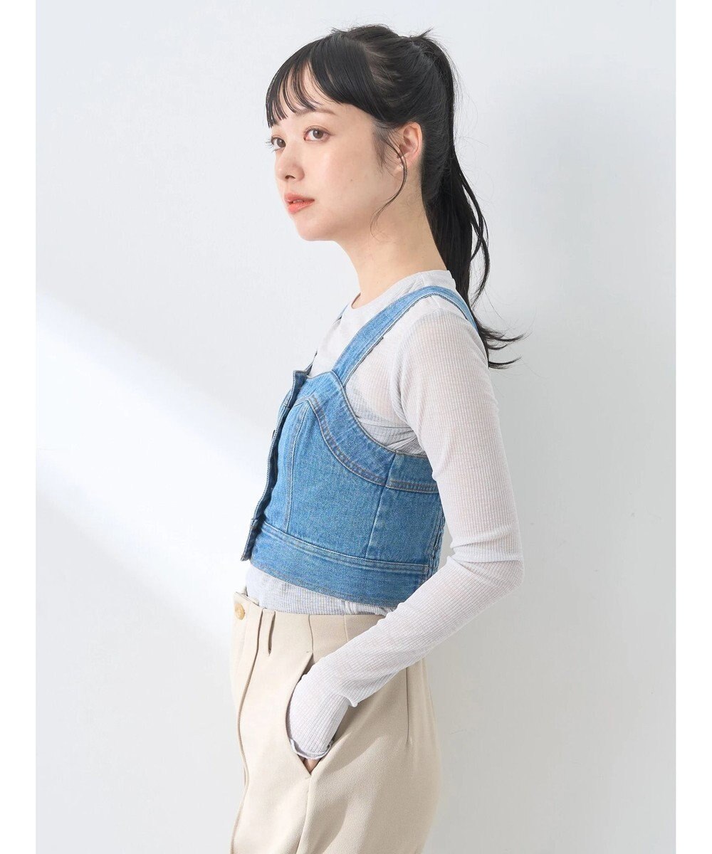 earth music&ecology フロントボタンデニムビスチェ 