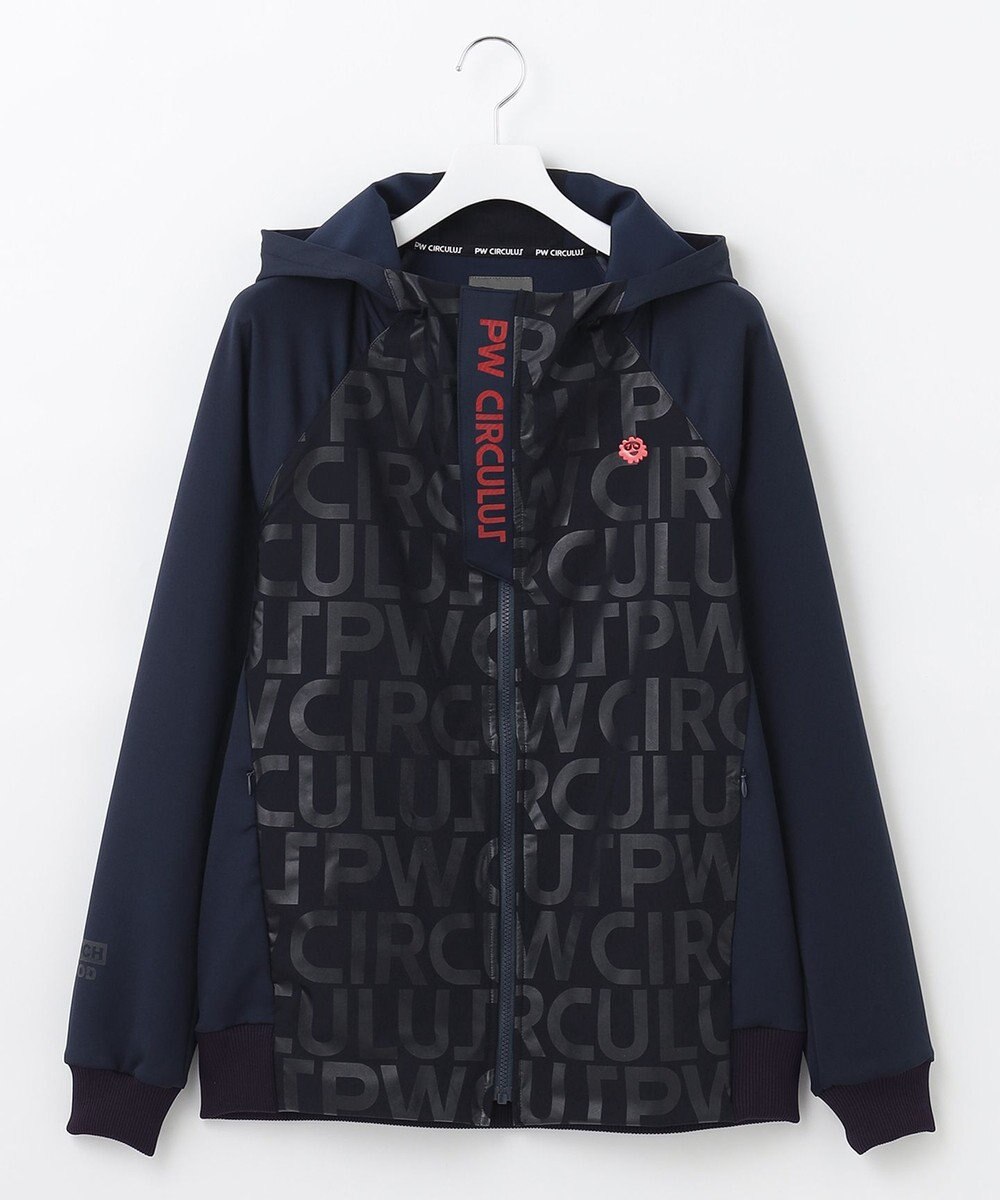 PW CIRCULUS 【MEN】【撥水/防風/ストレッチ】ロゴプリント ジップアップ フーデッド ブルゾン 