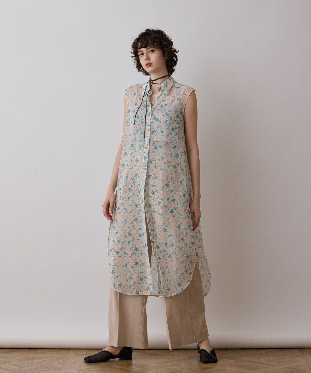 GRACE CONTINENTAL フラワーロングシャツ 