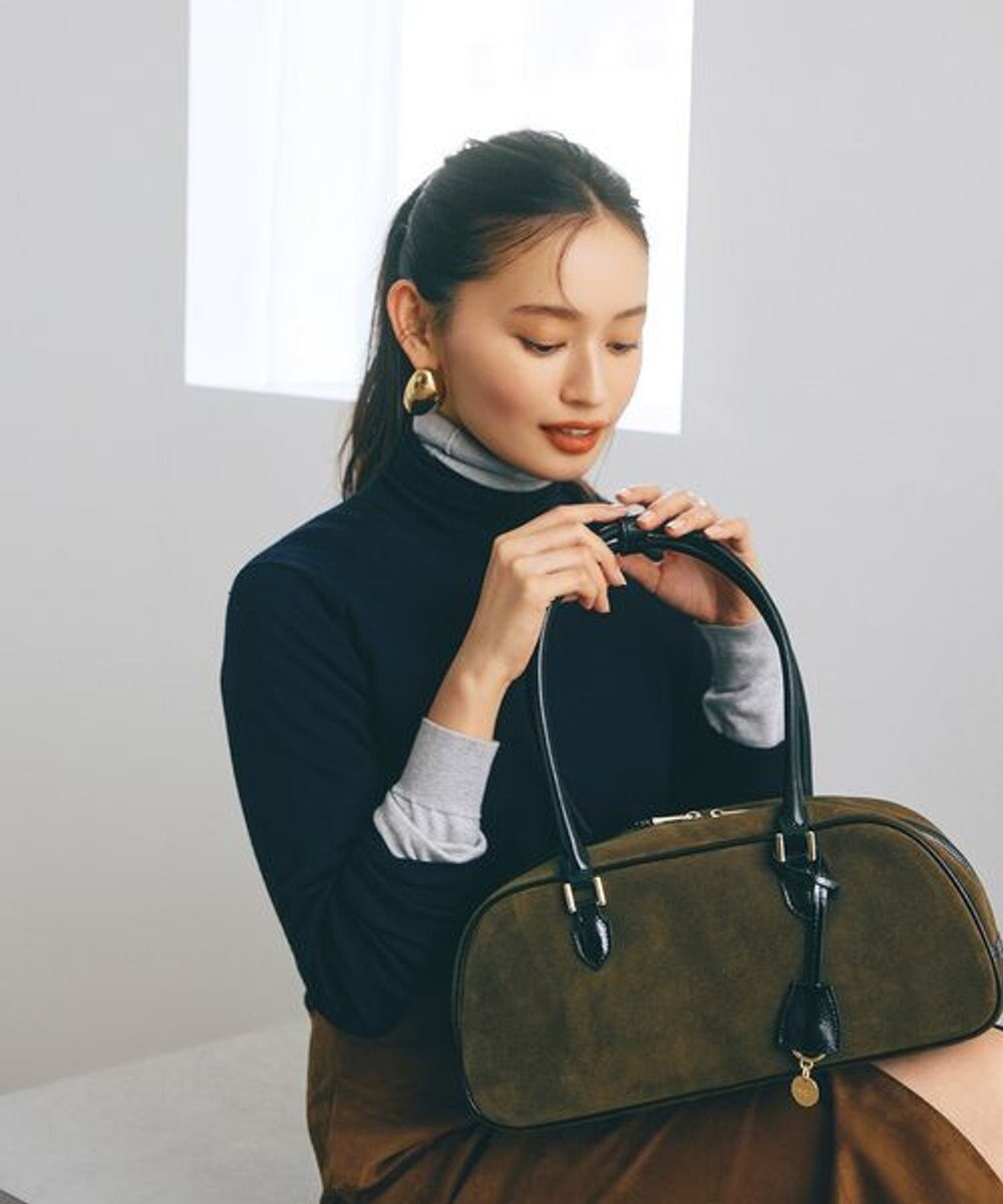 TOPKAPI 【TREASURE TOPKAPI】スエード エナメルコンビ ワイド ボストンバッグ チャーム付き 