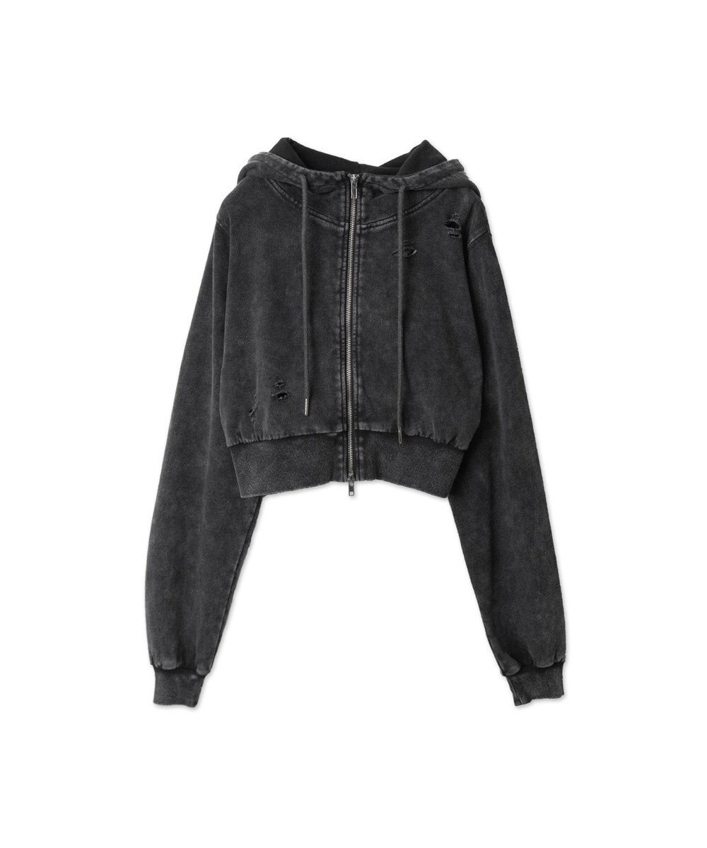 WEGO ヴィンテージウォッシュWジップショートパーカー 