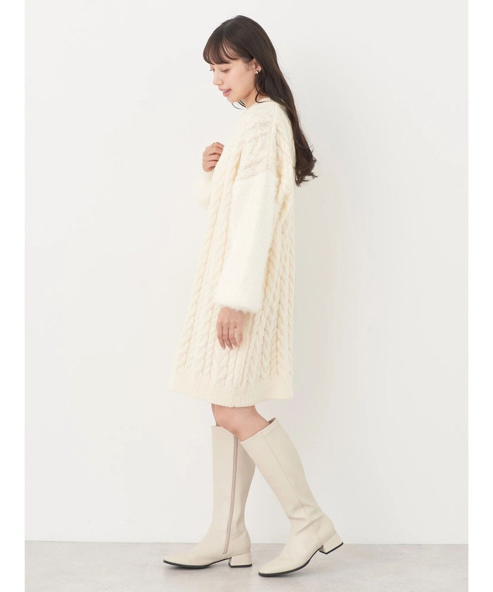 earth music&ecology 袖ファーケーブルミニワンピース 