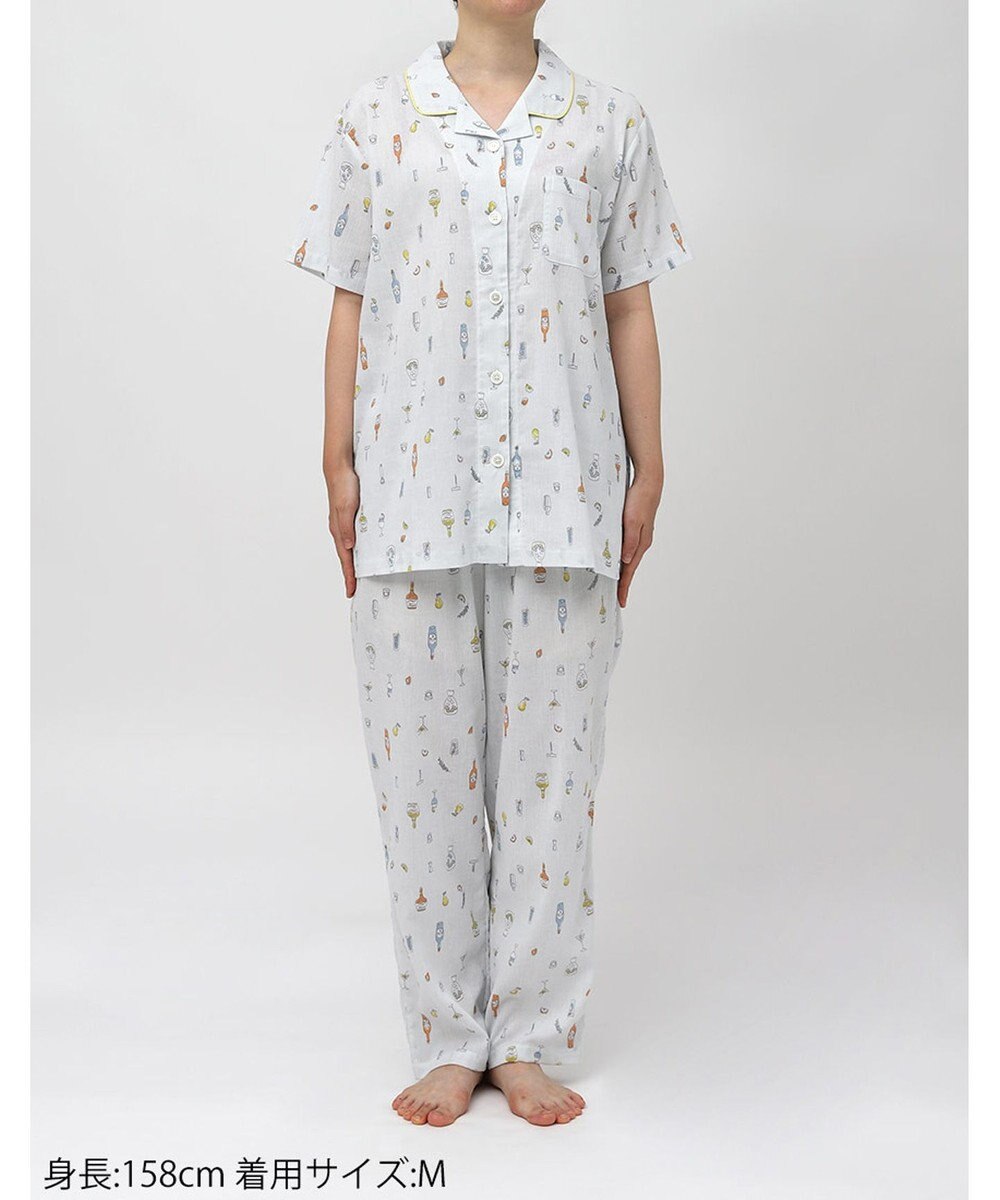 Wing パジャマ 綿100%(本体) 楊柳素材 高島ちぢみ（R） 3Lまで対応 大きいサイズ 5分袖 半袖 長ズボン レディース EP8047 ウイング／ワコール 