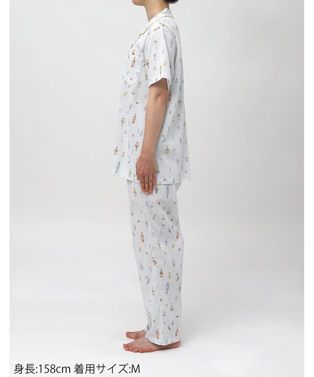 Wing パジャマ 綿100%(本体) 楊柳素材 高島ちぢみ（R） 3Lまで対応 大きいサイズ 5分袖 半袖 長ズボン レディース EP8047 ウイング／ワコール 