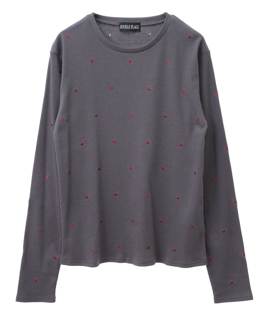 Green Parks ・ＤＯＵＢＬＥ　ＦＬＡＧＳ　ハート刺繍リブロンＴＥＥ 