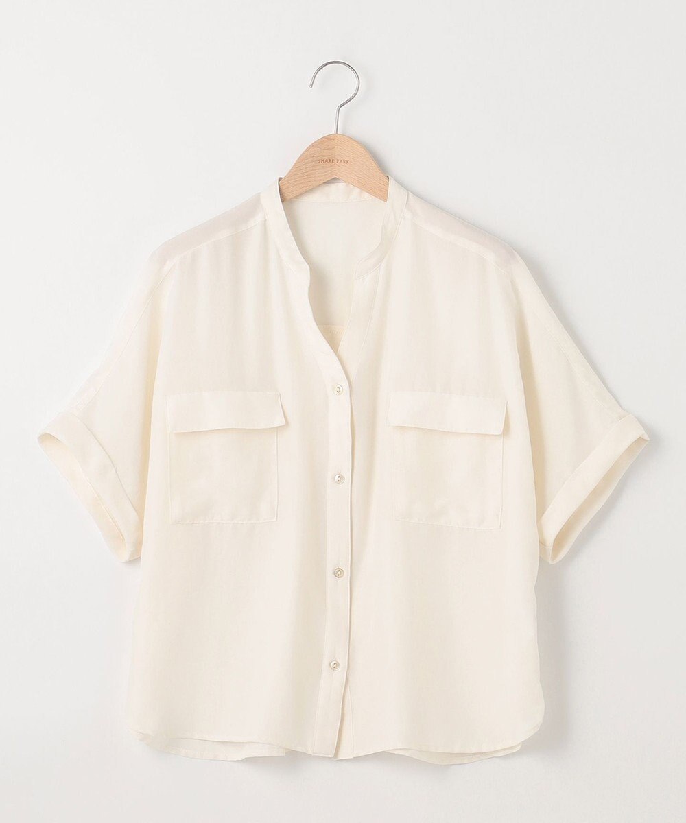 SHARE PARK LADIES 【洗える】ドルマンスリーブサテンシャツ 