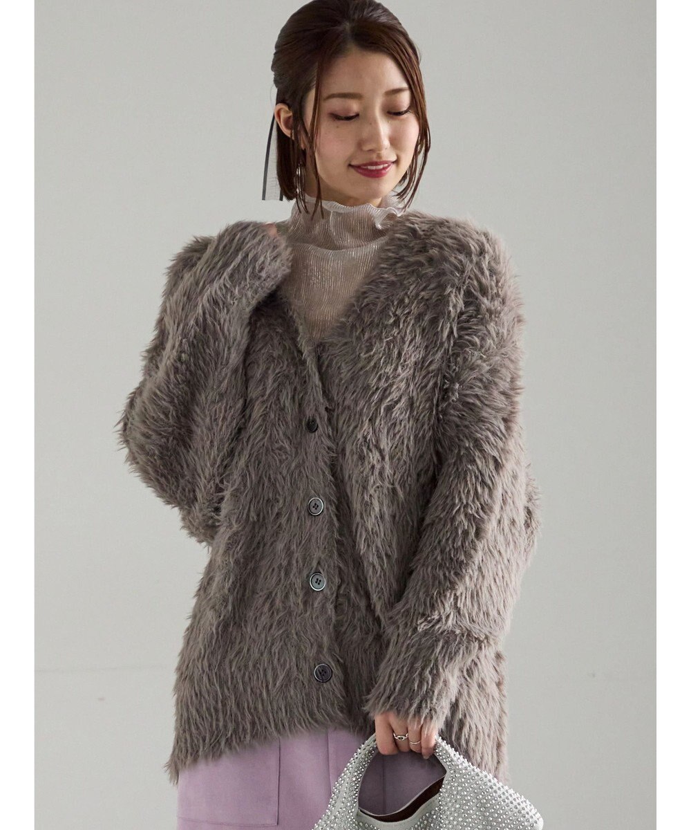 Te chichi シャギーVネックカーディガン 