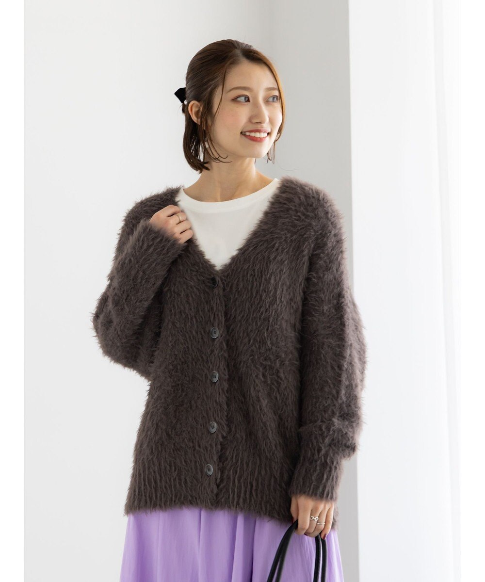 Te chichi シャギーVネックカーディガン 